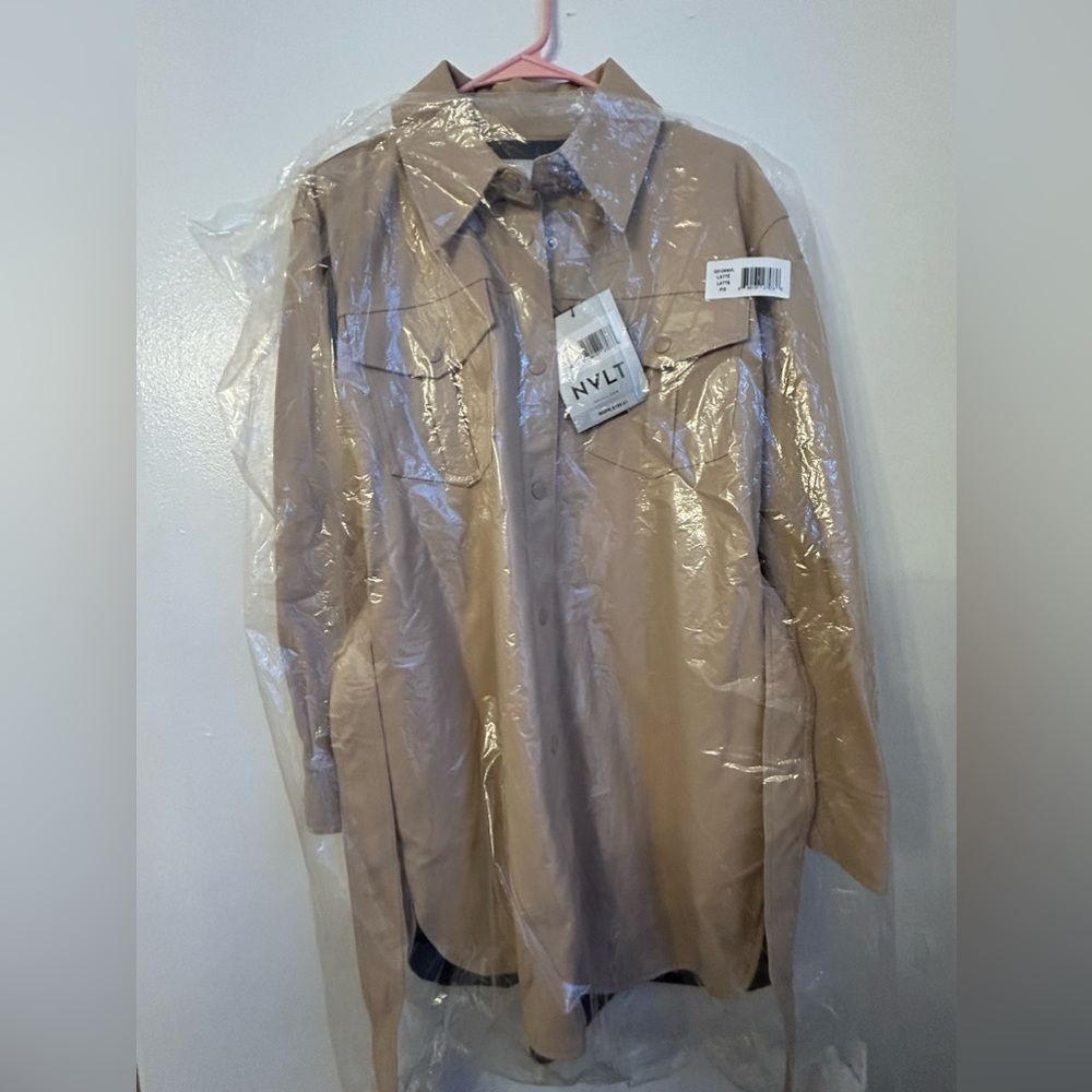 NWT BEAUTIFUL NVLT VEGAN Leather JACKET (latte) - Picture 9 of 9